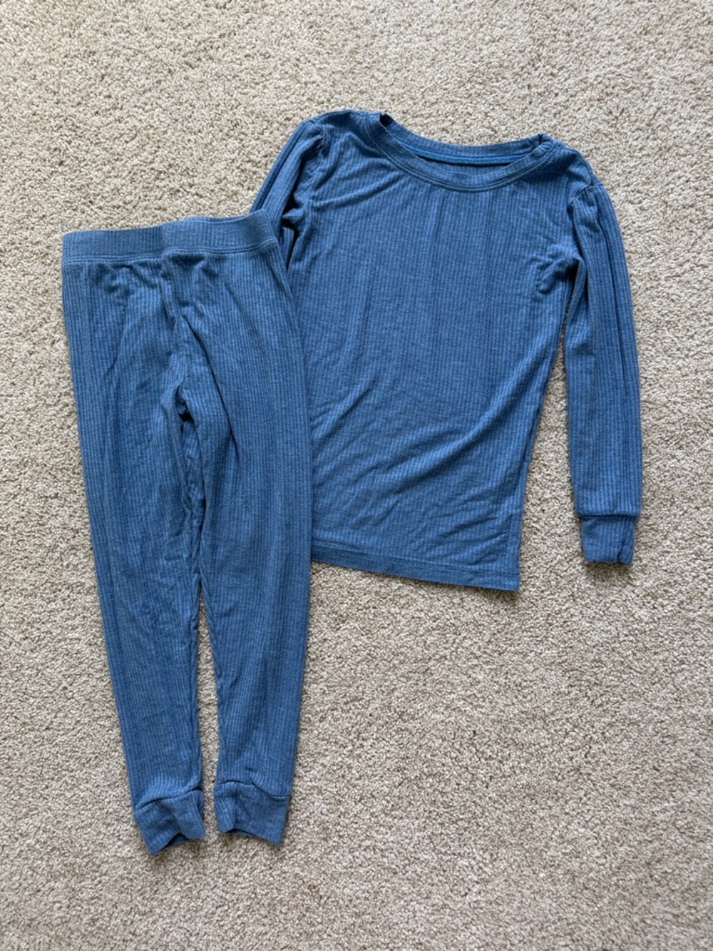 Little Sleepies Heather Blue Ribbed Two-Piece Pajama Set
